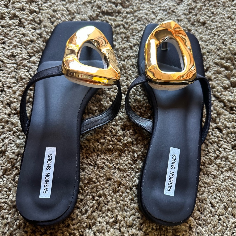 Brand New Black and Gold Women's Sandals